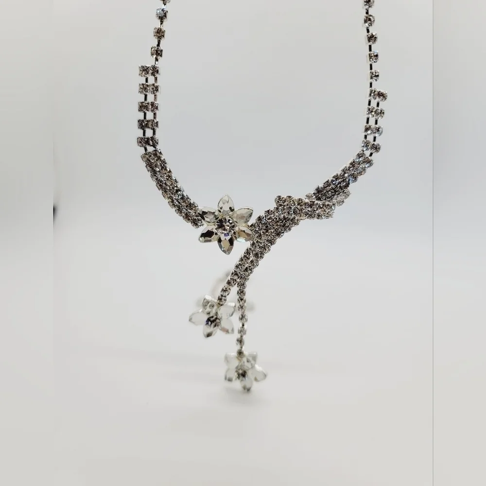 Crystal Sterling Silver Necklace Earrings set